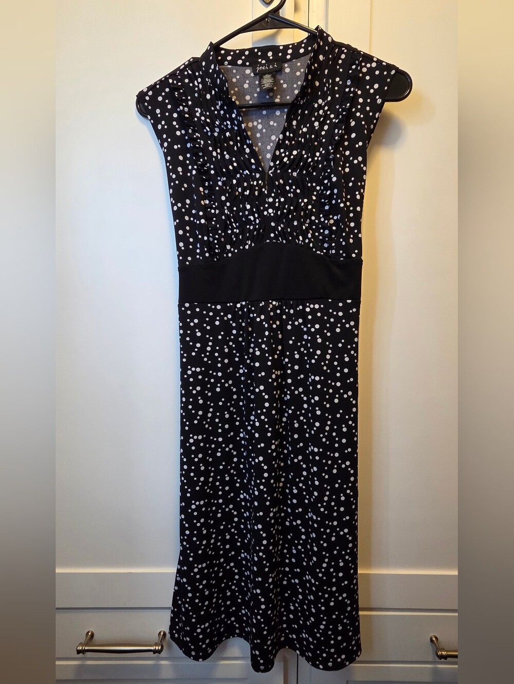Black and White Polka Dot V-Neck Dress